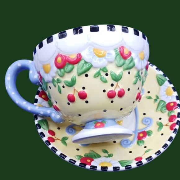 Mary Engelbreit Floral Ceramic Cup & Saucer Set muticolor - Picture 3 of 11